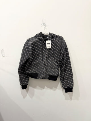 Alexander Wang logo print denim bomber jacket, S