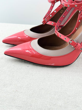 Valentino pointy heel strap pumps patent leather, 38