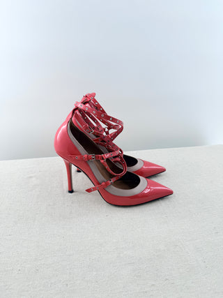 Valentino pointy heel strap pumps patent leather, 38