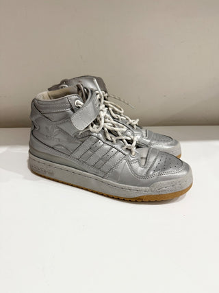 NWT Adidas x Ivy Park Forum Mid Metallic Leather Sneakers Silver Unisex M7.5/W9