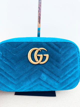 Gucci velvet matelasse GG marmont bag with shoulder strap