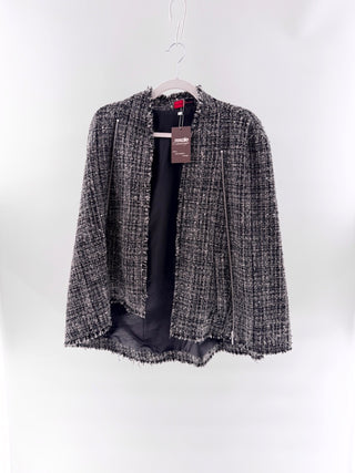 Filomena Fernandez tweed cape poncho with zippers, M