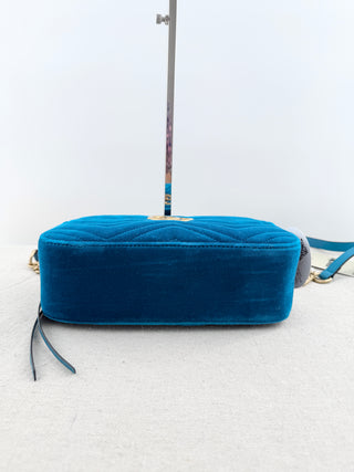 Gucci velvet matelasse GG marmont bag with shoulder strap