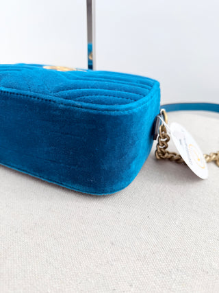 Gucci velvet matelasse GG marmont bag with shoulder strap