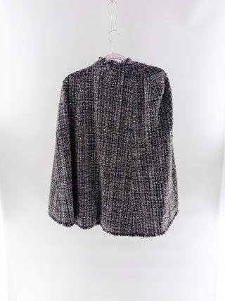 Filomena Fernandez tweed cape poncho with zippers, M