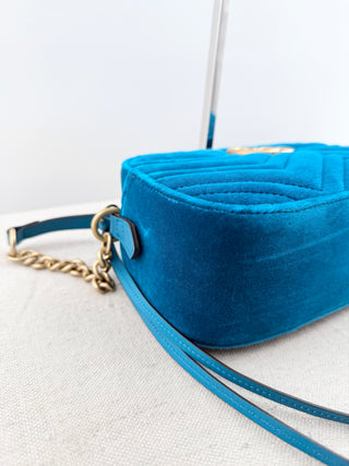 Gucci velvet matelasse GG marmont bag with shoulder strap