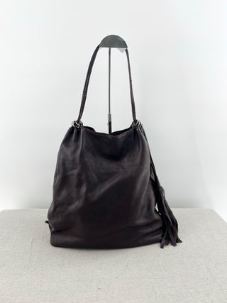 Bottega Veneta leather large tote shoulder bag with tassel