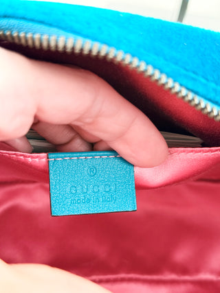 Gucci velvet matelasse GG marmont bag with shoulder strap