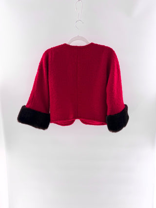 Trina Turk crop wool blend jacket with faux fur trim, 8