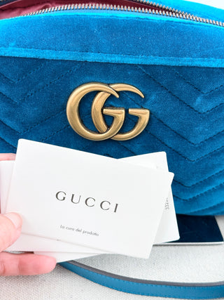 Gucci velvet matelasse GG marmont bag with shoulder strap