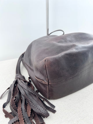 Bottega Veneta leather large tote shoulder bag with tassel
