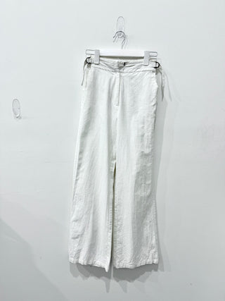Showpo Amalie High Rise Wide Leg Buckle Waist Zip-Up Denim Pants White Womens 2
