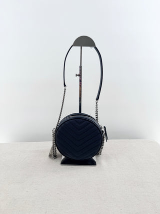 Saint Laurent small round chevron stitch leather cross body bag
