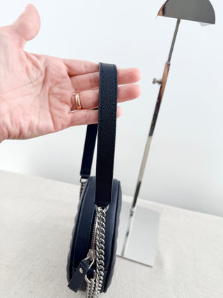 Saint Laurent small round chevron stitch leather cross body bag