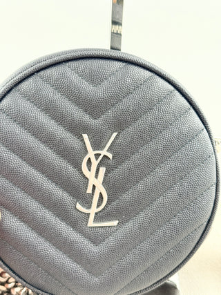 Saint Laurent small round chevron stitch leather cross body bag