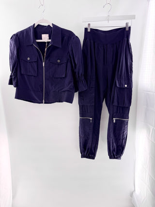 Cinq a sept nylon set crop jacket and pants, M
