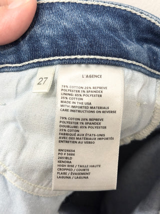 L'Agence crop flair raw hem jeans, 27