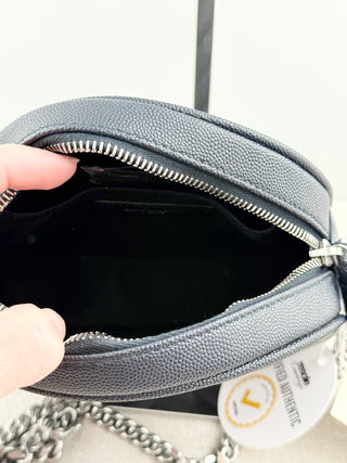 Saint Laurent small round chevron stitch leather cross body bag
