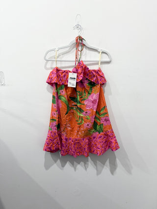 Farm Rio strapless pattern mini dress, S