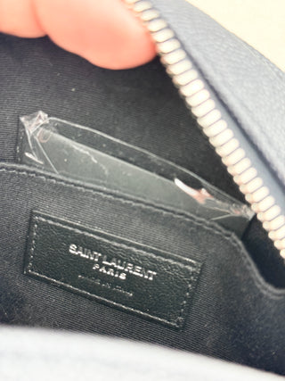 Saint Laurent small round chevron stitch leather cross body bag