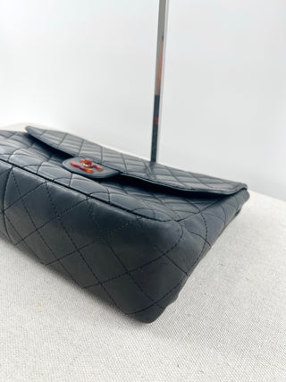 CHANEL vintage jumbo lambskin bag with tortoise shell single flap