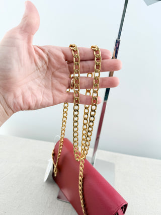 Prada Small leather cross body with saffiano leather and gold chain hardware