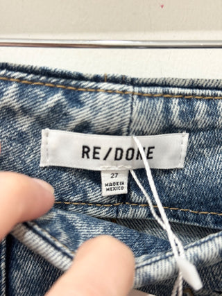 RE/Done Mid-Rise Denim Asymmetric Wrap Mini Skirt Acid Blue Women's Size 27/4