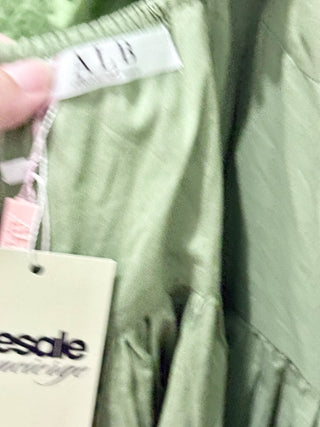 Anne Louise Boutique Puff Sleeve Bustier Tiered Maxi Dress Green Women's Size 4