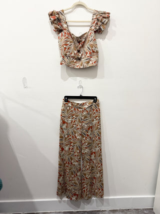 Alexis pattern set crop top and flare pants, S