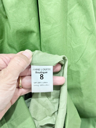 Anne Louise Boutique Puff Sleeve Bustier Tiered Maxi Dress Green Women's Size 4