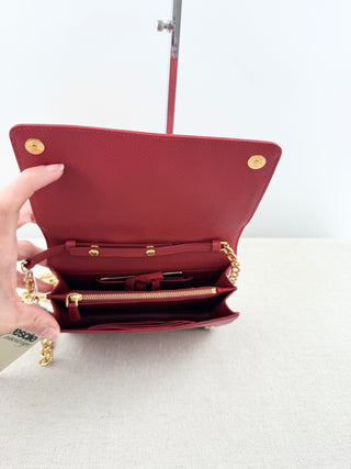 Prada Small leather cross body with saffiano leather and gold chain hardware