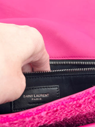 Saint Laurent Niki medium monogram buckle tweed shoulder bag