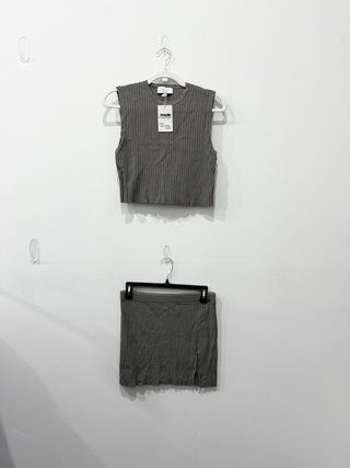 L'Academie ribbed set tank top and mini skirt, S