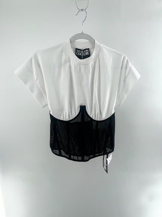 Versace cotton and mesh corset combo top, M