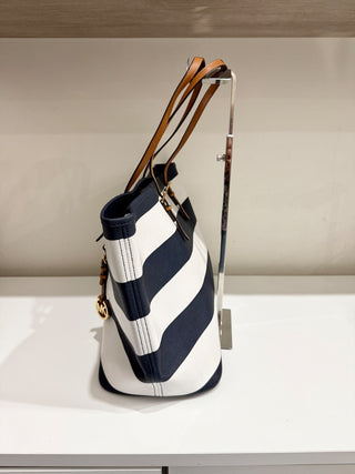 Michael Kors Striped Blue and White Tote Handbag