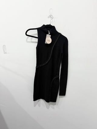 Camila Coelho knit chain embellished asymmetrical mini dress, XS