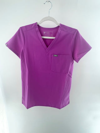 Figs Catarina one-pocket scrub top with classic V-neckline, short sleeves, and single chest pocket, XXS