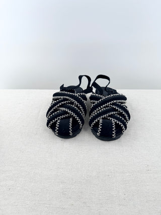Farm Rio black suede zig zag sandlas, 6