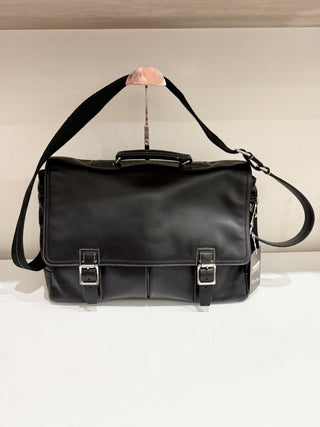Coach Black Leather Computer Bag w/belt latch