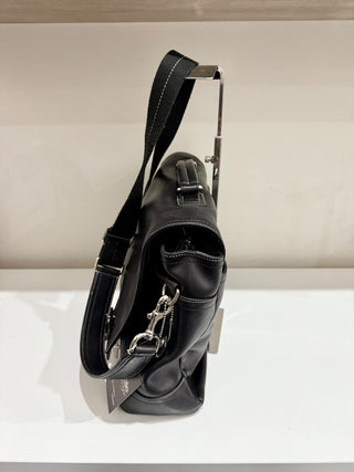 Coach Black Leather Computer Bag w/belt latch