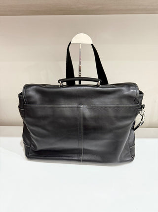 Coach Black Leather Computer Bag w/belt latch