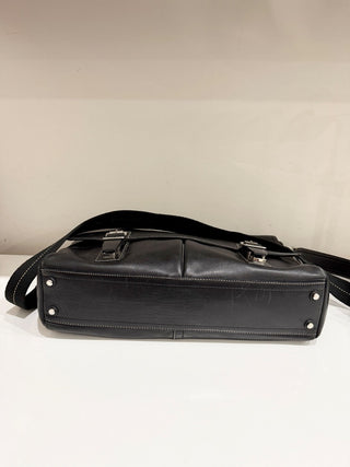 Coach Black Leather Computer Bag w/belt latch