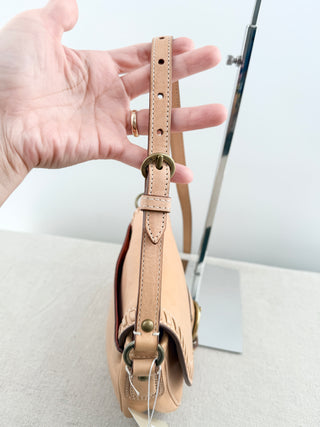 Coach leather long strap flap bag