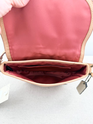 Coach leather long strap flap bag