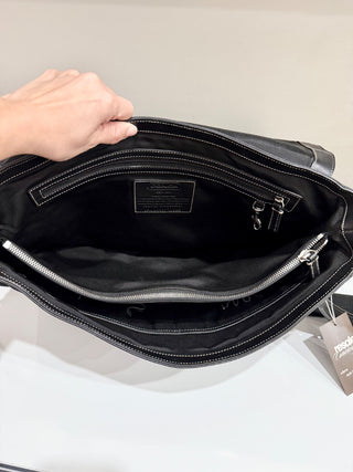 Coach Black Leather Computer Bag w/belt latch