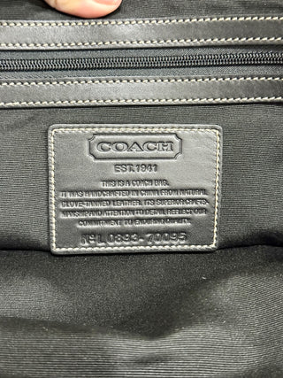 Coach Black Leather Computer Bag w/belt latch