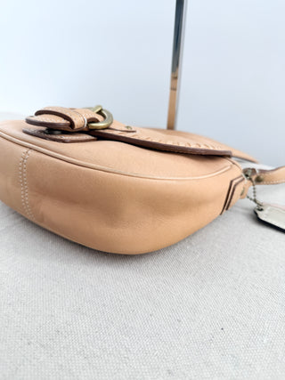Coach leather long strap flap bag