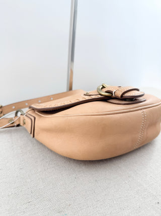 Coach leather long strap flap bag