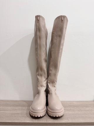 Gianvito Rossi Marsden 20 Faux Leather Over-the-Knee Boots Cream Women's EU 40