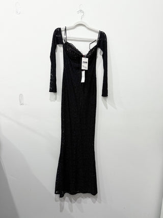 Miss Circle lace off shoulder long dress, XS